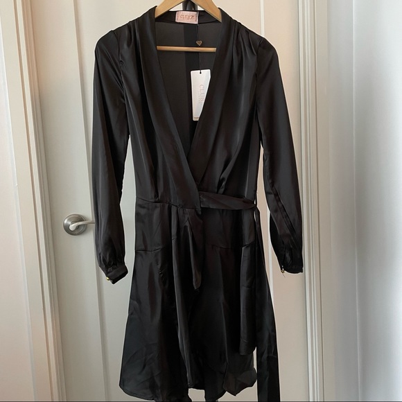 Brand New Club London Midi Satin Wrap Dress - Picture 7 of 10